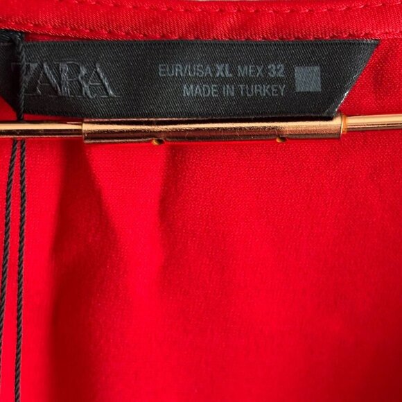 Zara Womens Bloggers Favorite Classic V-neckline Satin Dress Red Size XL - Picture 6 of 14